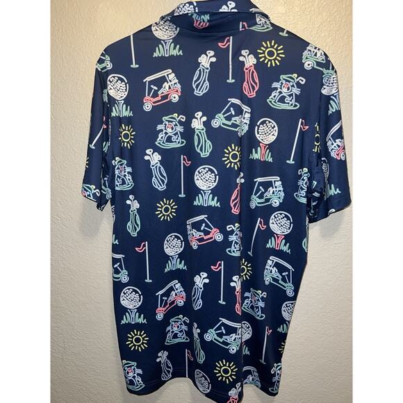 Chubbies The Liberty Cup Neon Lights Performance Polo Navy Blue Size M - Picture 8 of 8